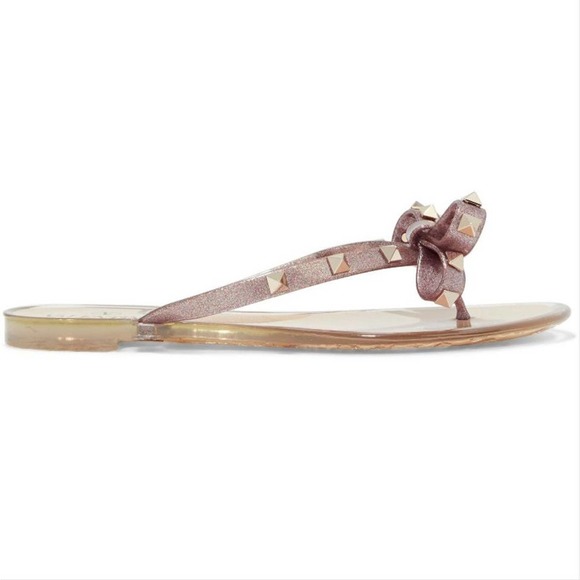 Valentino Garavani Rockstud bow glitter rubber sandals